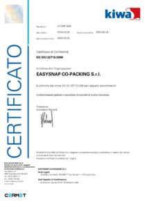 Eni ISO Certifcate Easysnap Co packing Single Dose