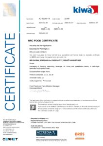 BRC Food Certificate Easysnap Co-Packing Single Dose