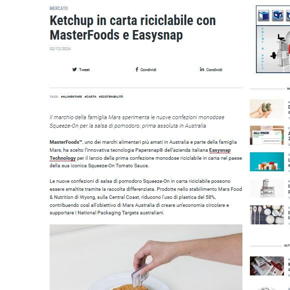 Italia Imballaggio Masterfoods Easysnap Technology