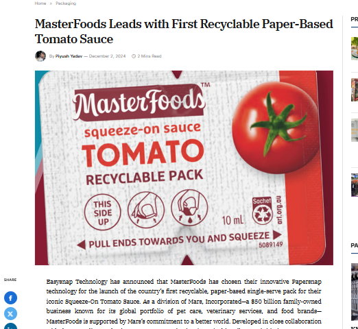 Food Infotech Masterfoods Easysnap Technology